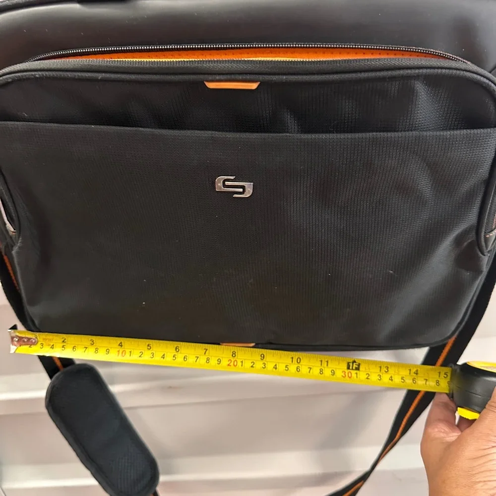 Solo Black Laptop‎ Briefcase Messenger Bag Orange Interior Padded Laptop Sleeve